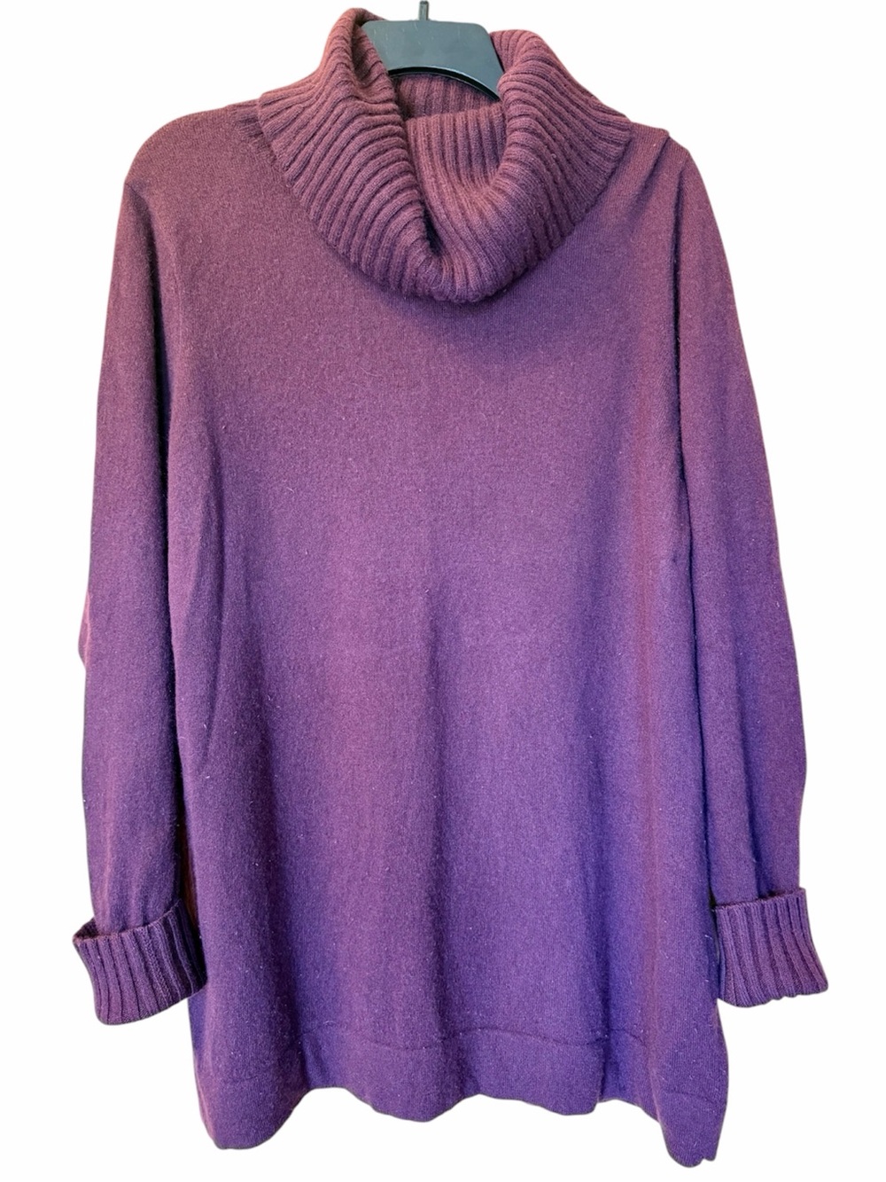 Lands’ End Cashmere Cowl Turtleneck Tunic Sweater Burgundy Women’s Sz 2X